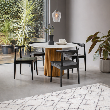 WESTBOURNE GREEN MARBLE DINING TABLE - NATURAL BASE