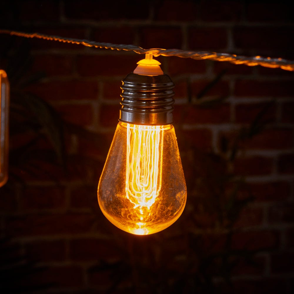 INDOOR OUTDOOR CONNECTABLE FESTOON LIGHTS - 10 MIXED ANTIQUE STYLE BULBS