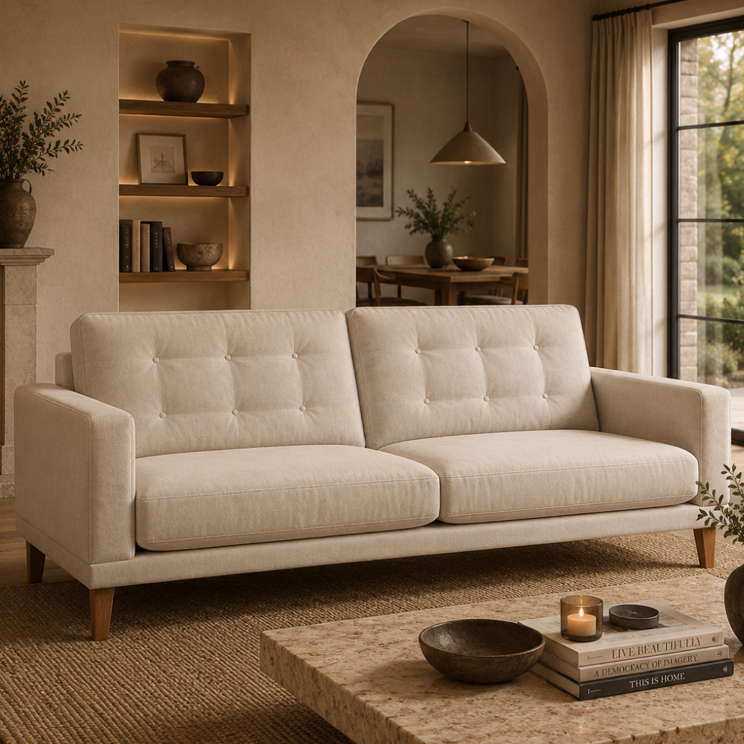 Fitzroy 4 Seat Sofa In Bone Easy Care Velvet