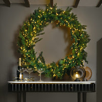 Indoor Outdoor Oversized Pre-lit Wreath - 100cm