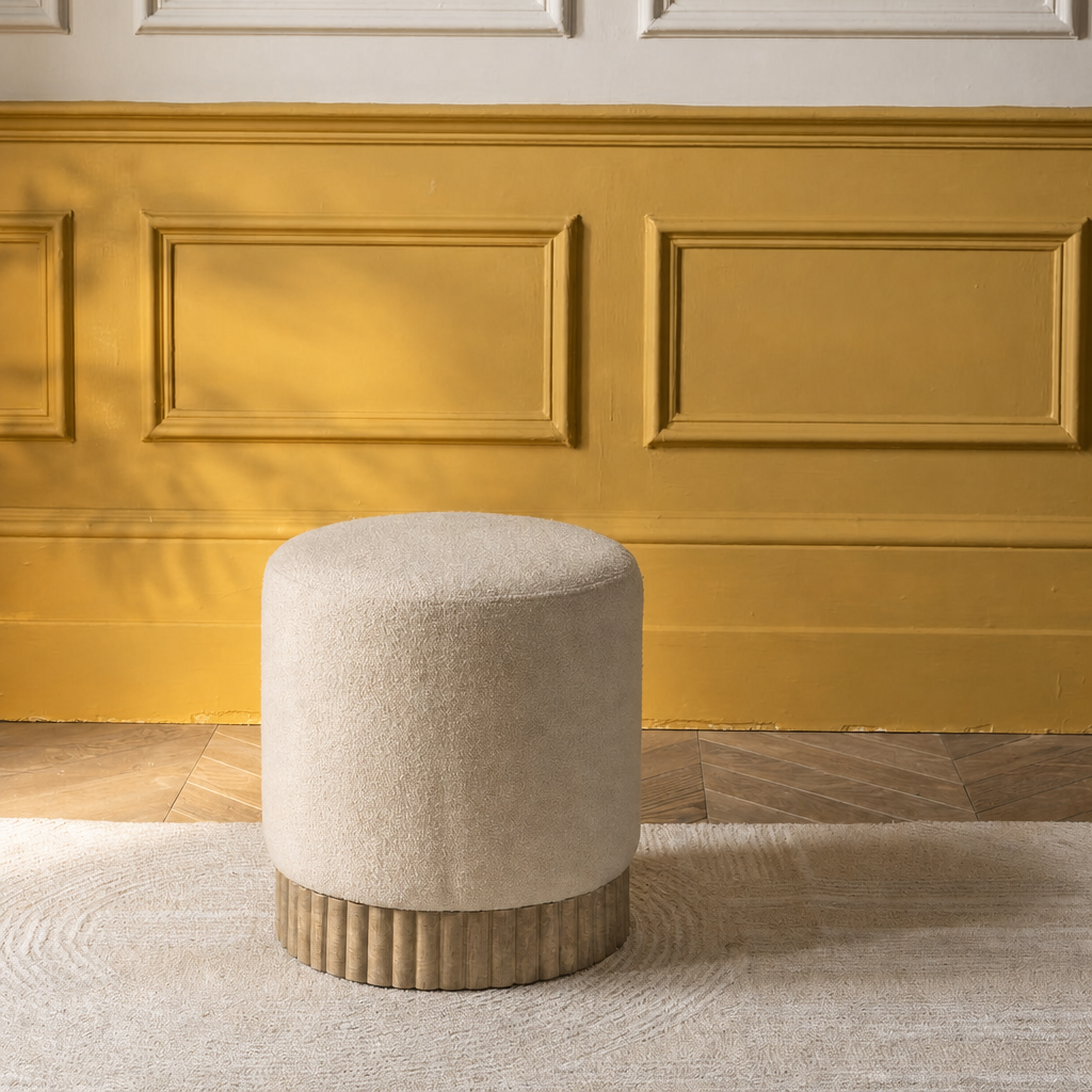 Holborn Footstool In Natural Boucle