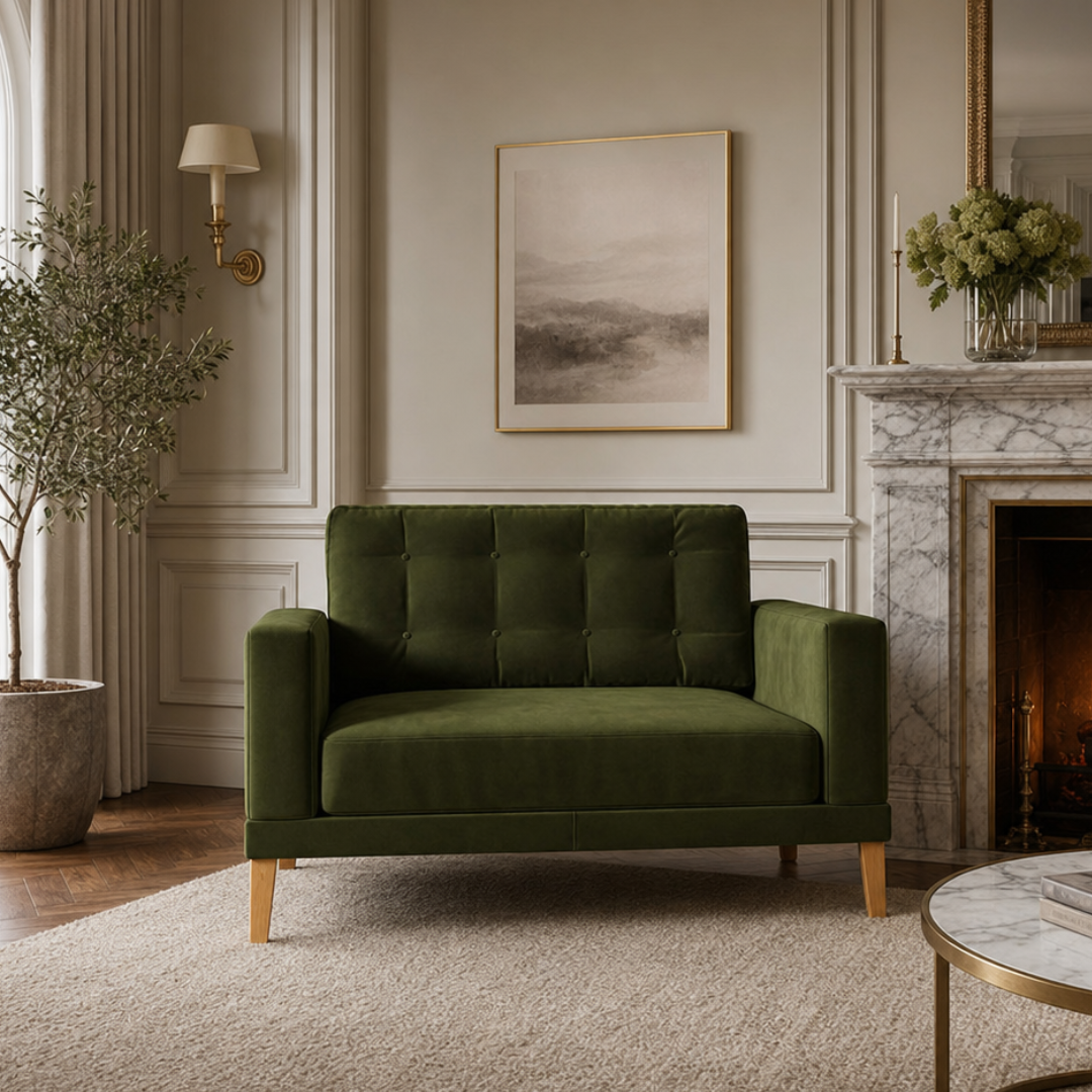 Fitzroy Loveseat In Vine Easy Care Velvet