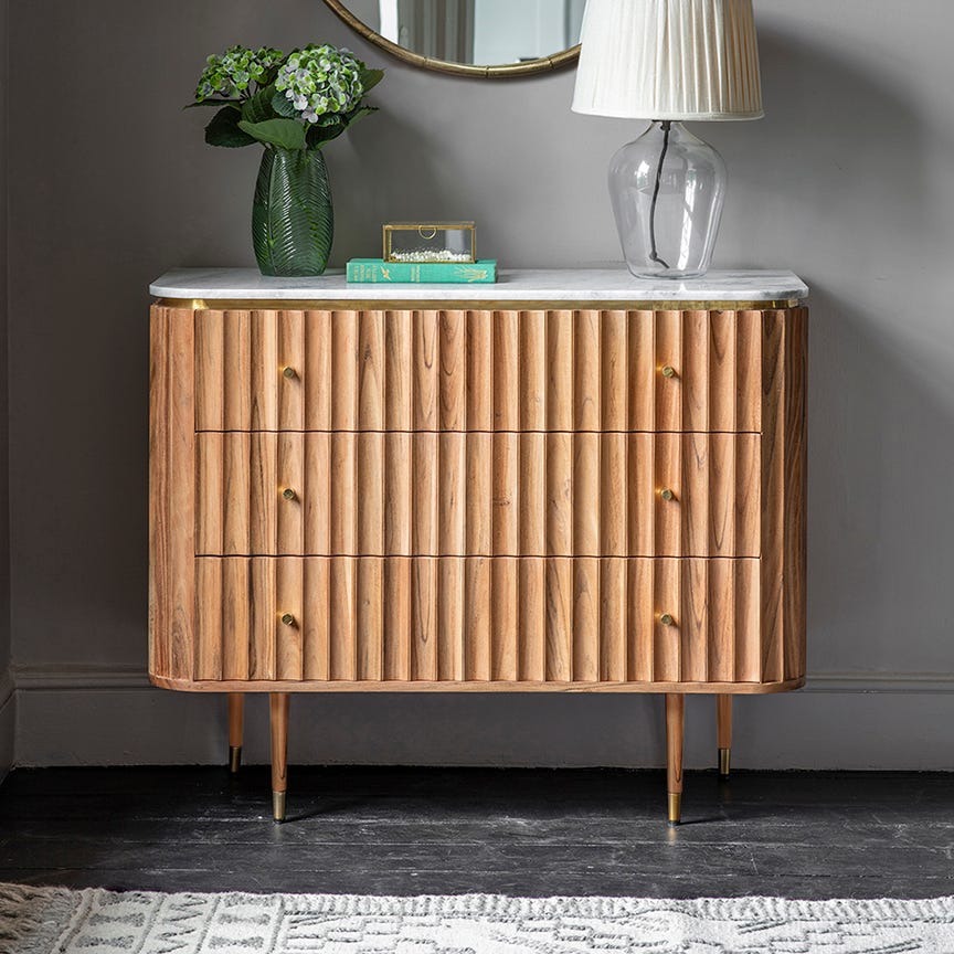 Flute Marble Chest of Drawers