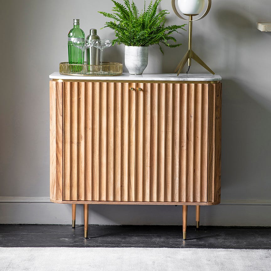 Flute Marble Drinks Cabinet