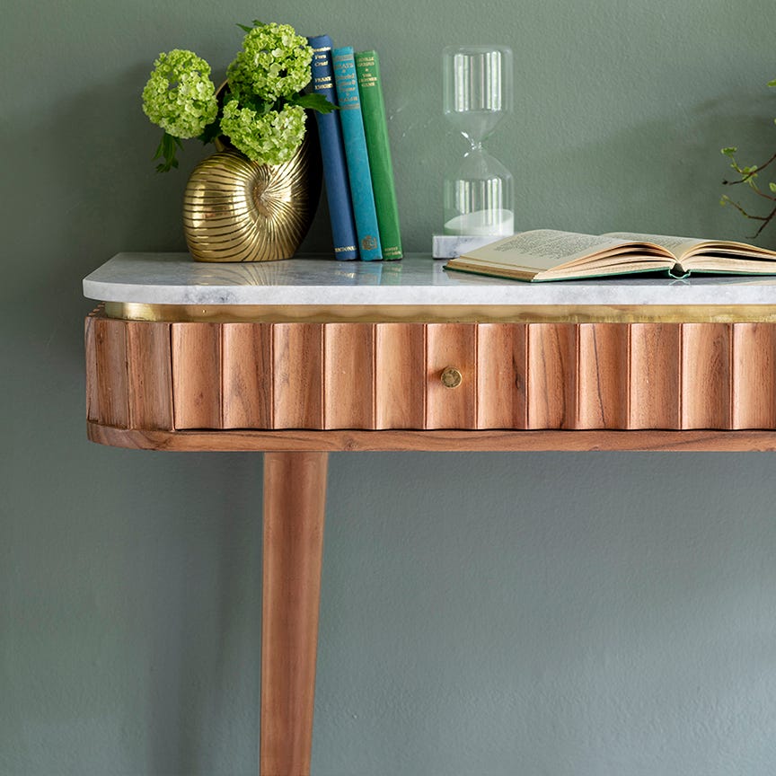 Flute Marble Console Desk