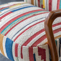Calvin Armchair In Striped Woven Rag Rug