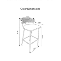 Ella Metal Barstool - Grey Velvet