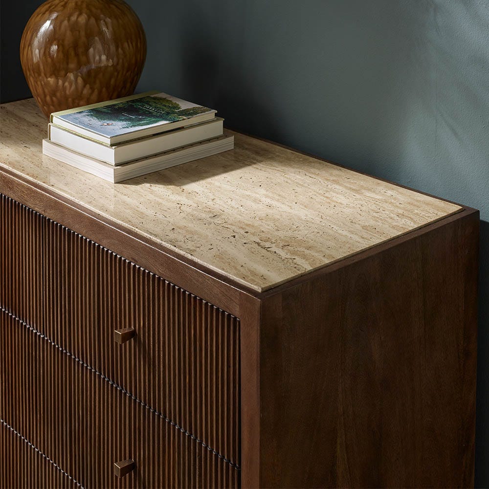 MIRABELLE TRAVERTINE CHEST OF DRAWERS