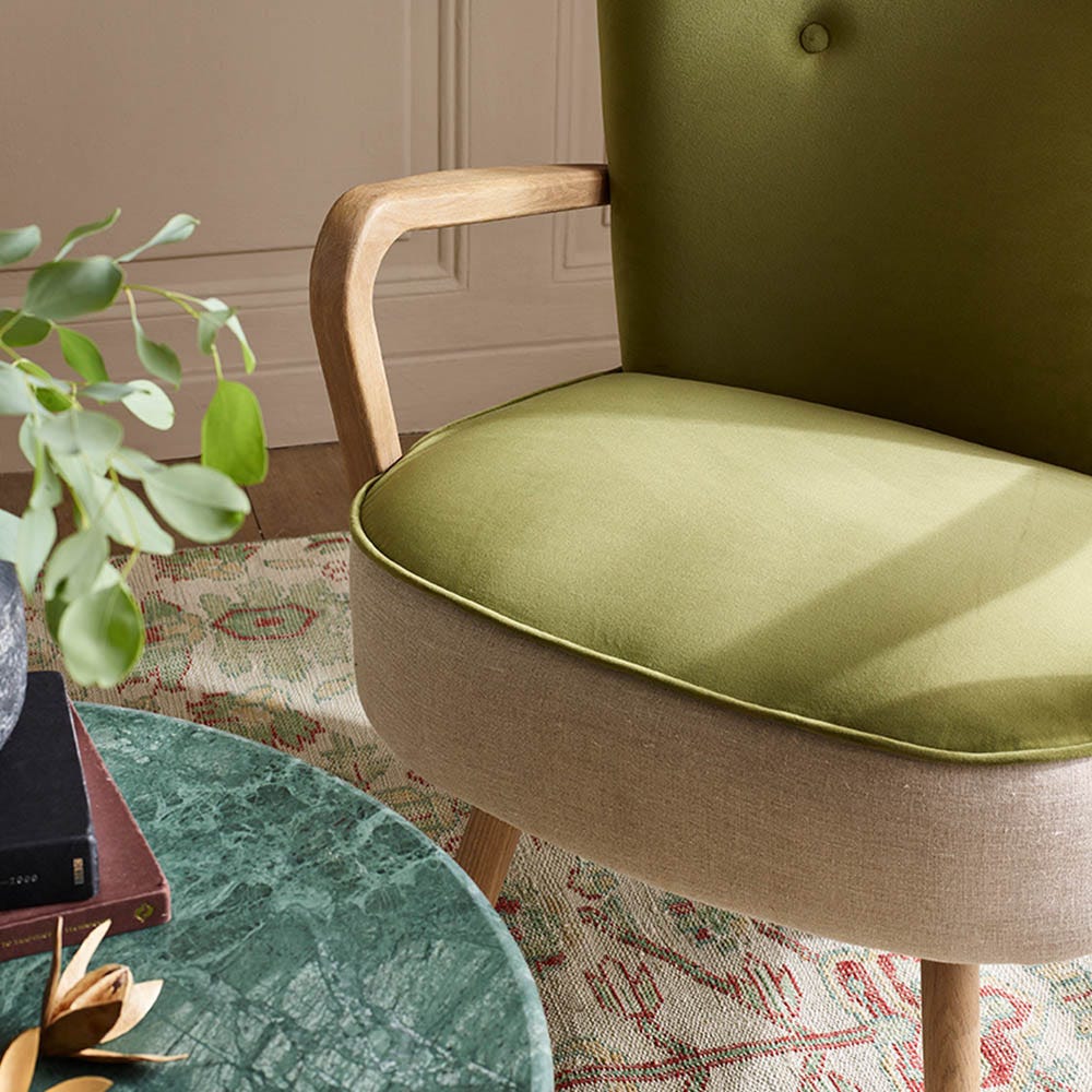 Calvin Armchair in Apple Green Velvet 