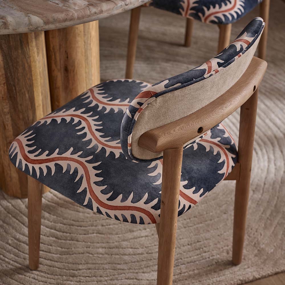 LAYLA OAK DINING CHAIR IN LINWOOD FABRIC