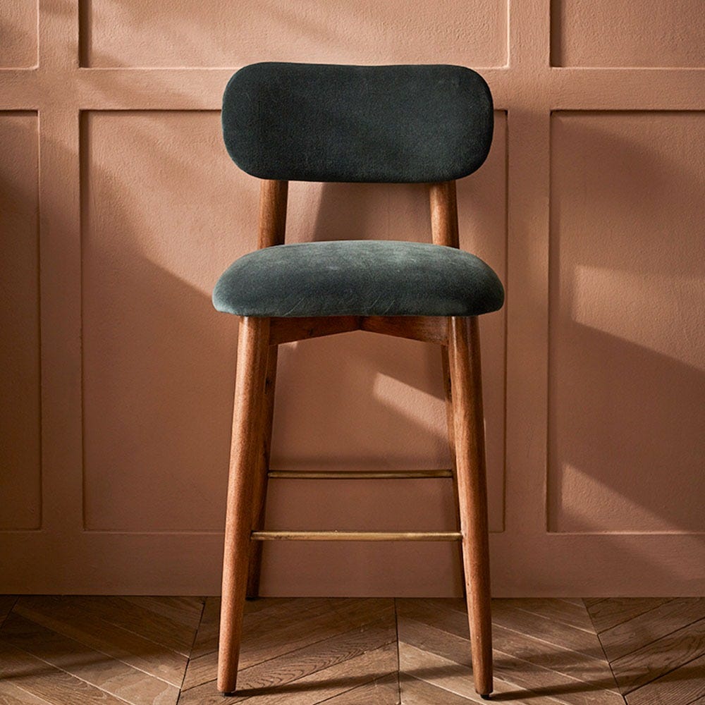 LAYLA BAR STOOL - PETROL BLUE VELVET