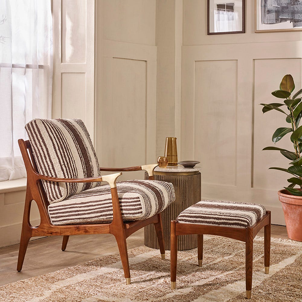 LEVI ARMCHAIR IN STRIPED RUG