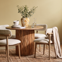 FLORA WOODEN ROUND DINING TABLE WITH CURVED EDGE PILLAR BASE