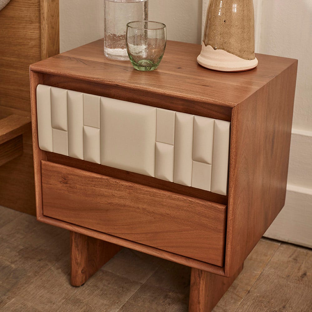 LISBON BEDSIDE TABLE - ALMOND WHITE