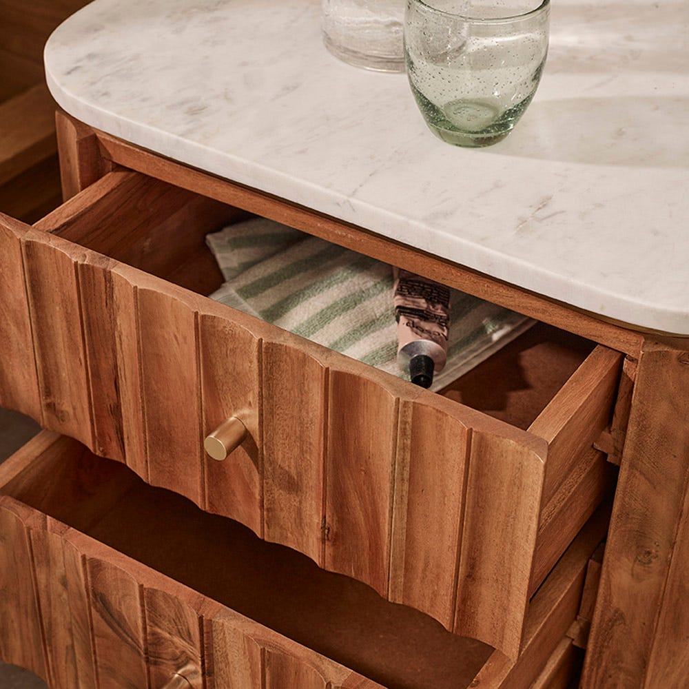 FLUTE 2 DRAWER BEDSIDE