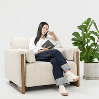 AUDREY ARMCHAIR IN ECRU TEXTURED WEAVE
