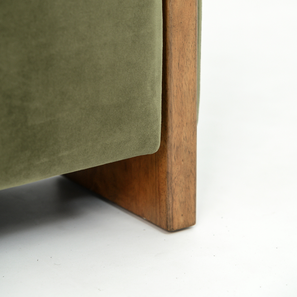 AUDREY SHOW WOOD 3-SEAT SOFA - GREEN VELVET