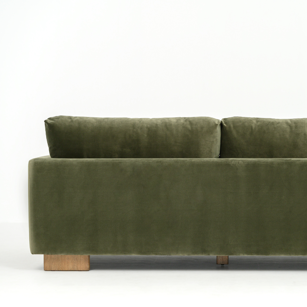 AUDREY SHOW WOOD 3-SEAT SOFA - GREEN VELVET