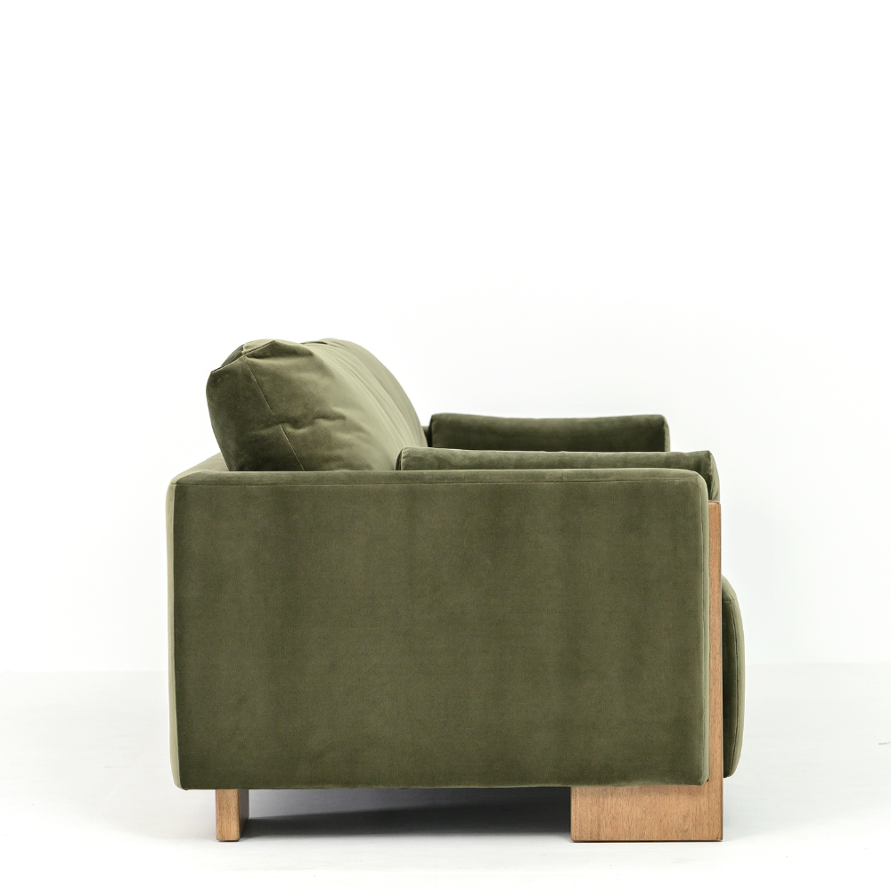 AUDREY SHOW WOOD 3-SEAT SOFA - GREEN VELVET