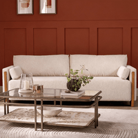 AUDREY SHOW WOOD 3-SEAT SOFA - ECRU TEXTURED WEAVE