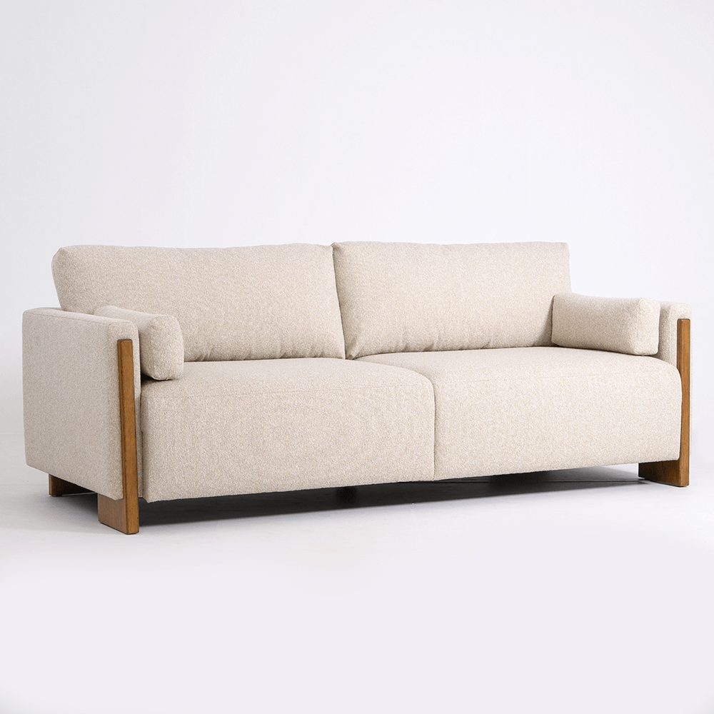 AUDREY SHOW WOOD 3-SEAT SOFA - ECRU TEXTURED WEAVE