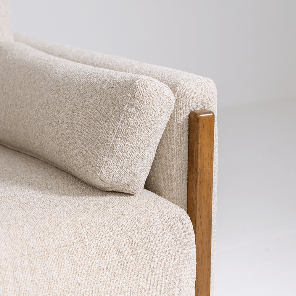 AUDREY SHOW WOOD 3-SEAT SOFA - ECRU TEXTURED WEAVE