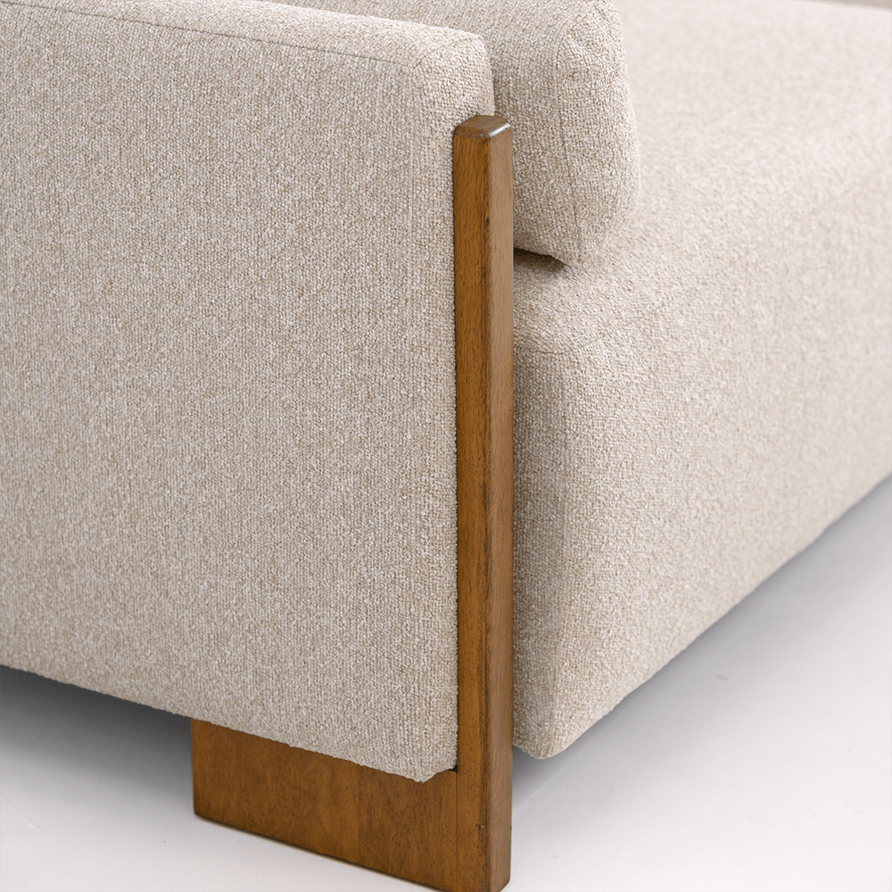 AUDREY SHOW WOOD 3-SEAT SOFA - ECRU TEXTURED WEAVE