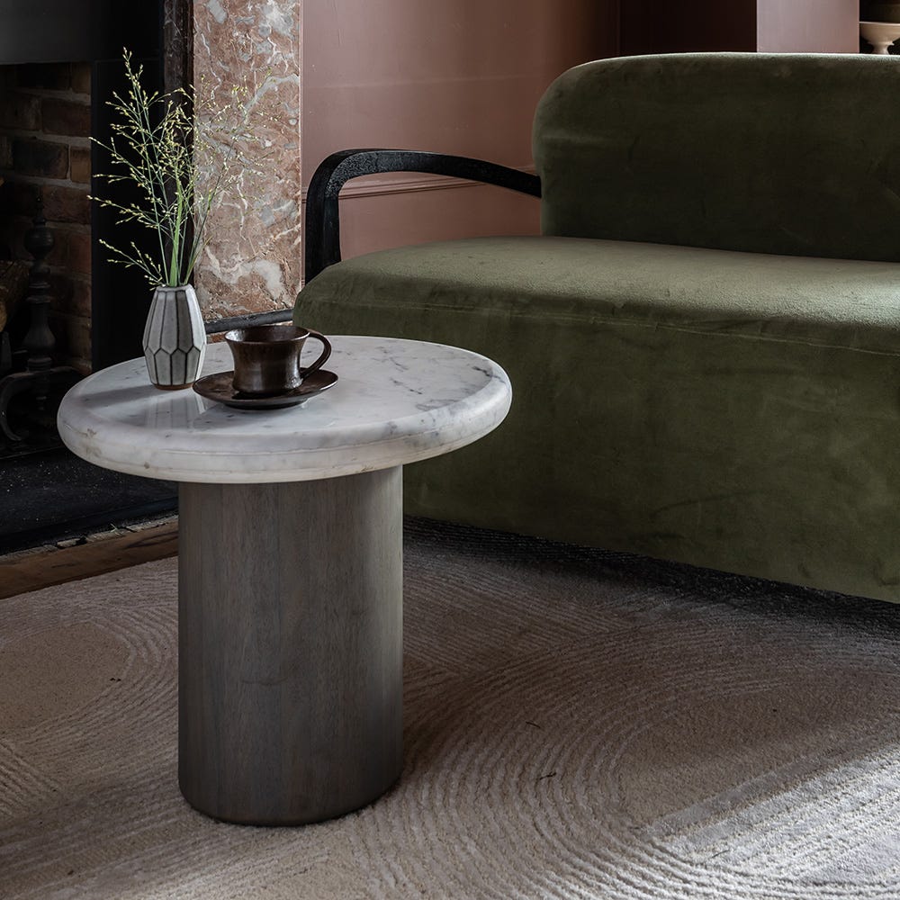 COLUMN MARBLE SIDE TABLE