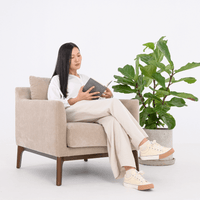 BARNABY ARMCHAIR IN MUSHROOM SMOOTH POLY