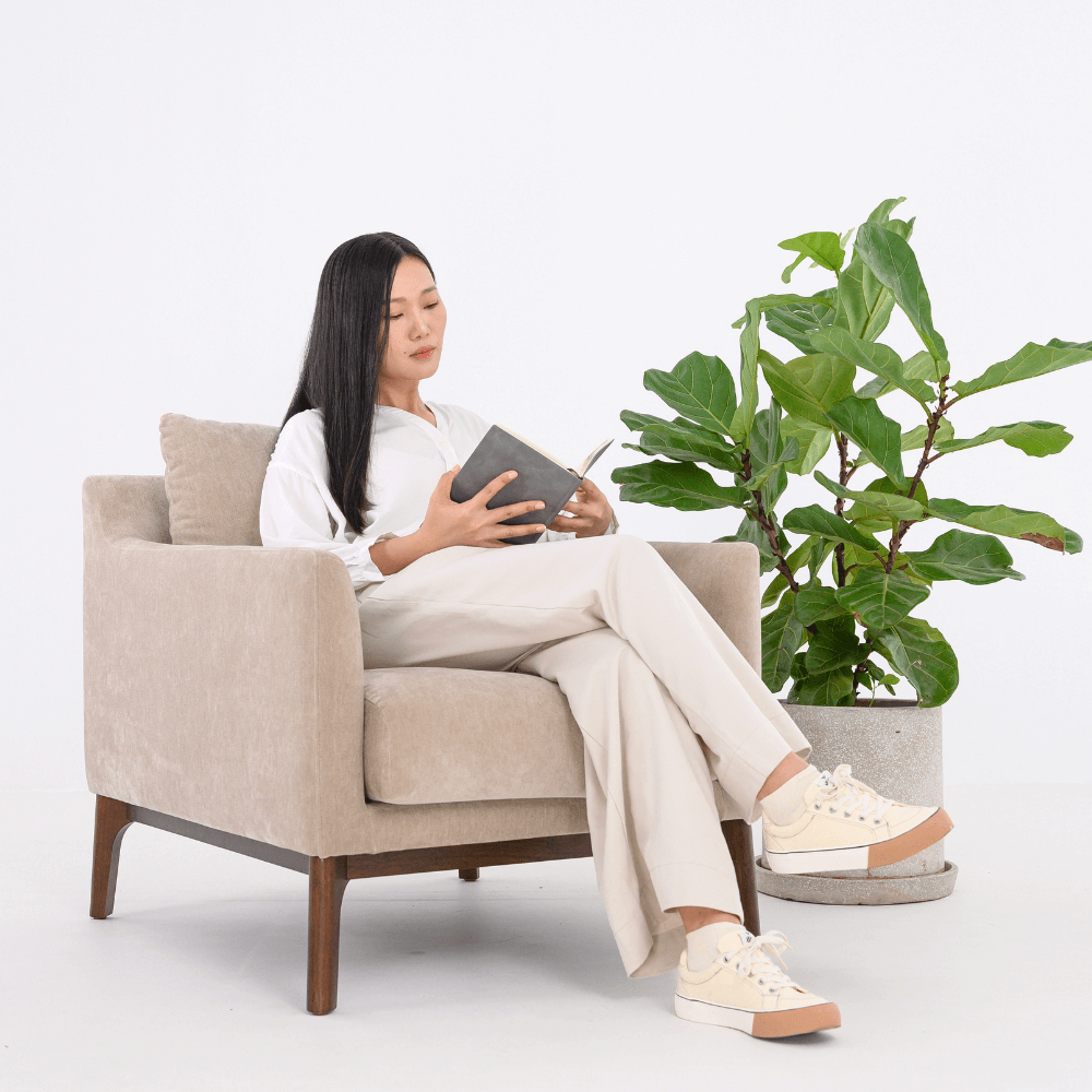 BARNABY ARMCHAIR IN MUSHROOM SMOOTH POLY