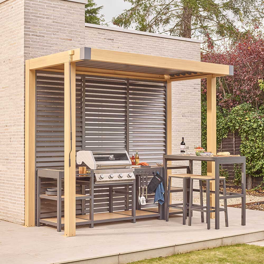 Savannah BBQ Pergola 4m x 1.5m Oak
