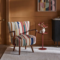 Calvin Armchair In Striped Woven Rag Rug