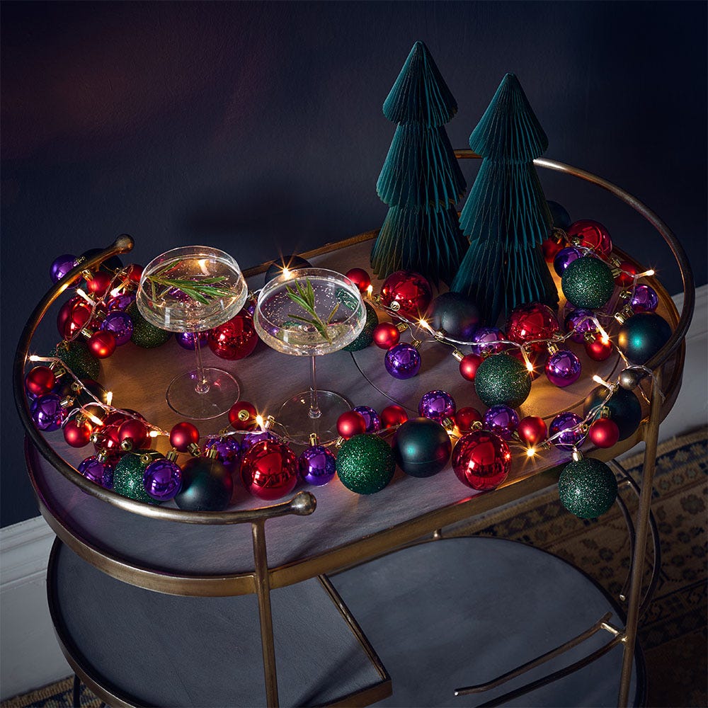 Retro 2m Bauble Garland - Purple and Green