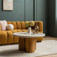 COLUMN MARBLE COFFEE TABLE - NATURAL