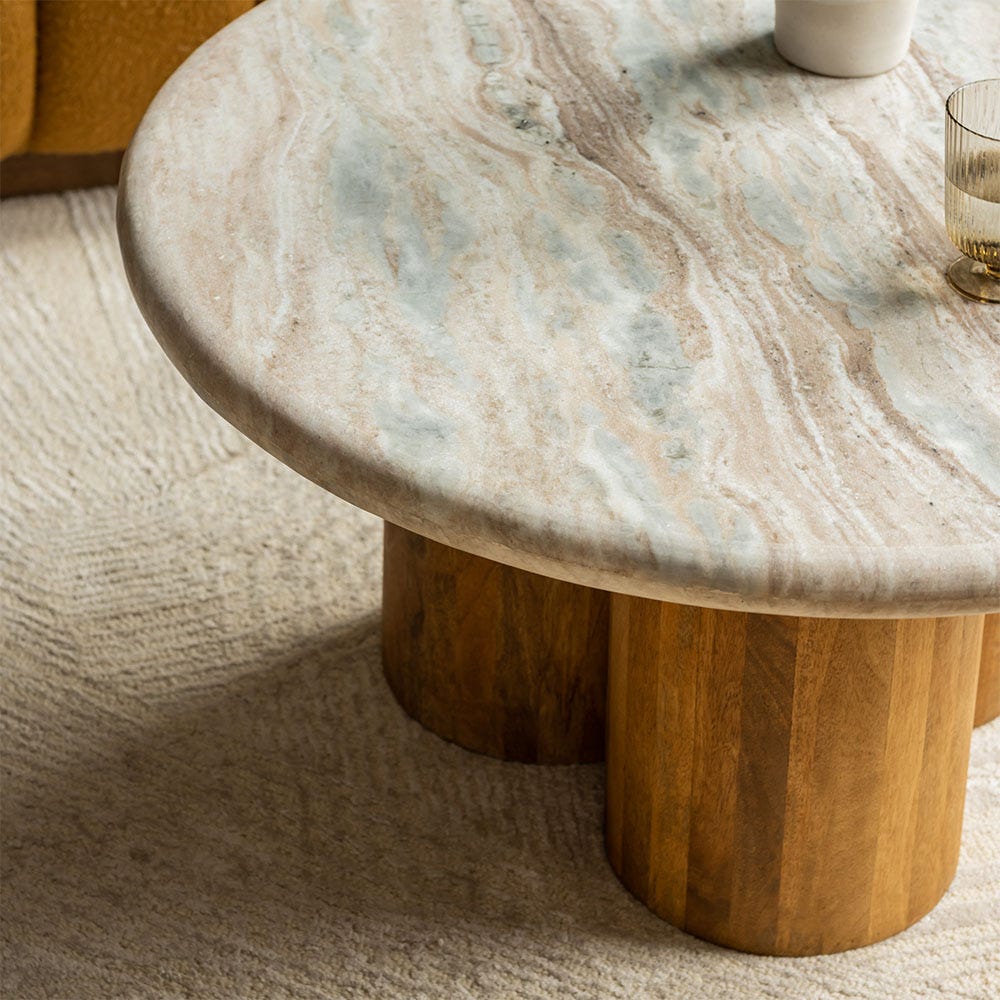 COLUMN MARBLE COFFEE TABLE - NATURAL
