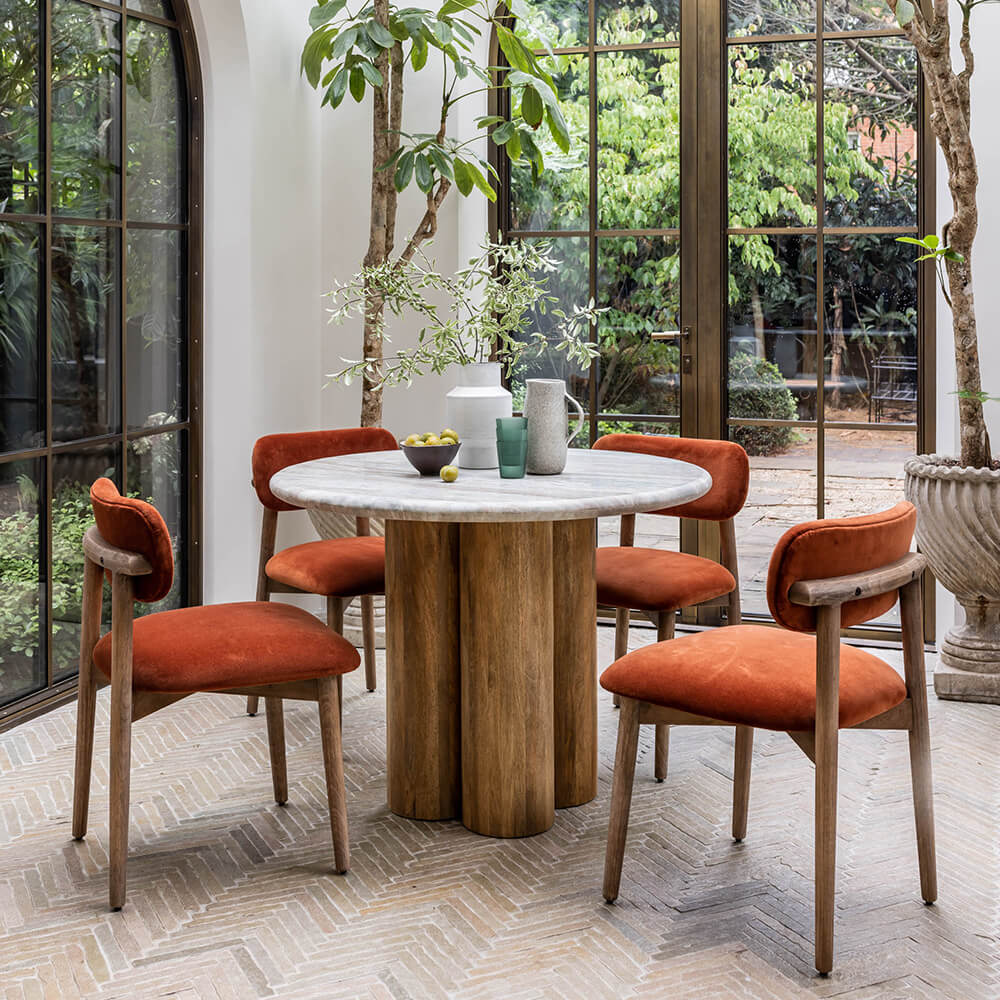 COLUMN MARBLE DINING TABLE - NATURAL