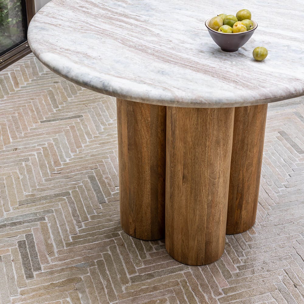 COLUMN MARBLE DINING TABLE - NATURAL