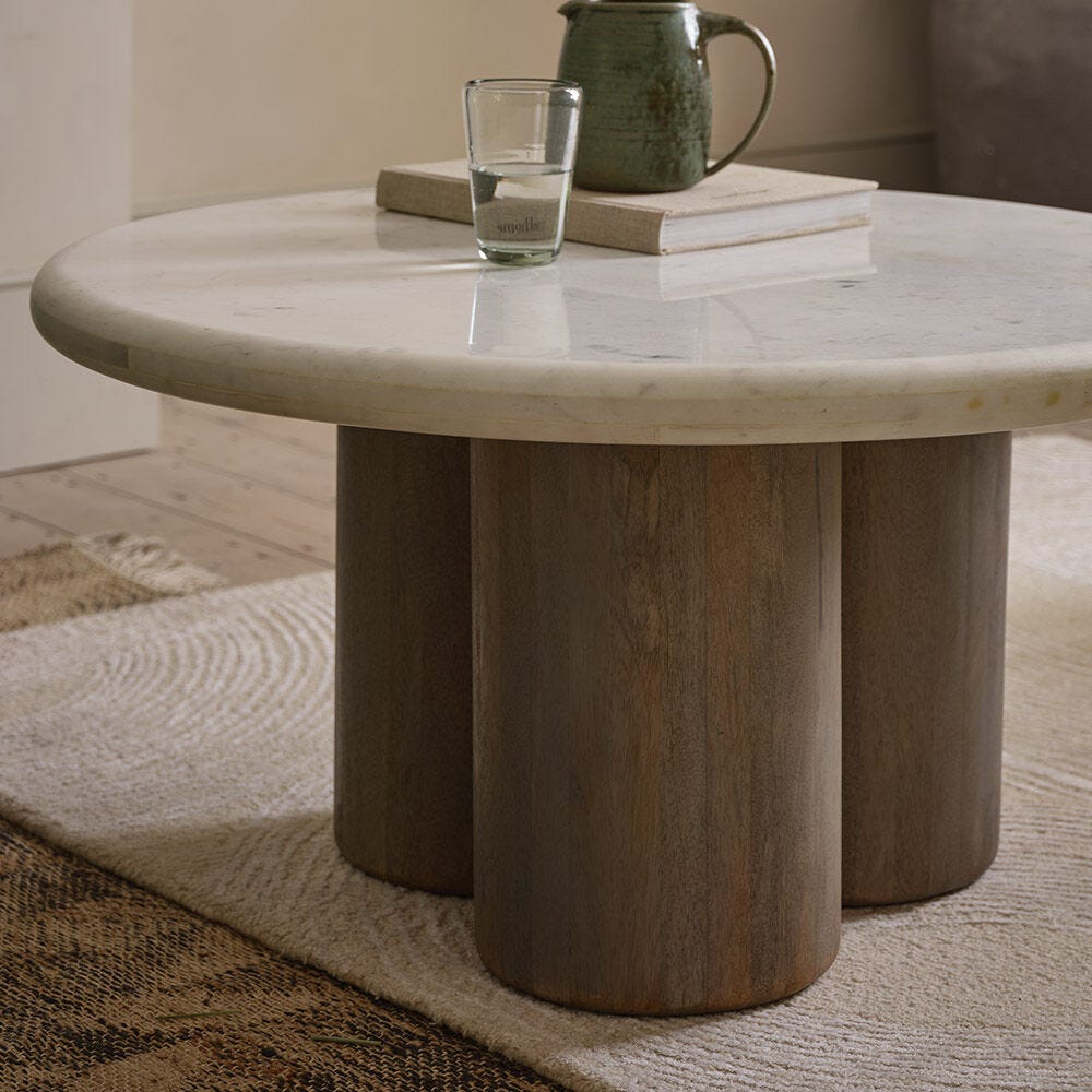 COLUMN MARBLE COFFEE TABLE