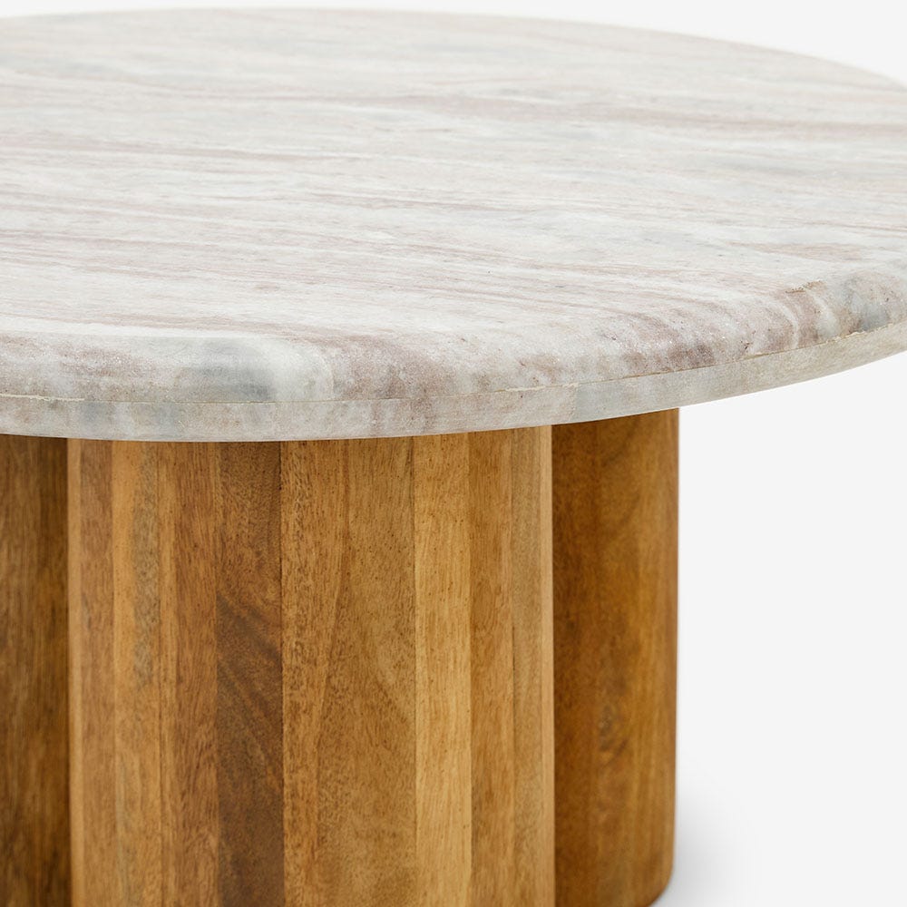COLUMN MARBLE COFFEE TABLE - NATURAL