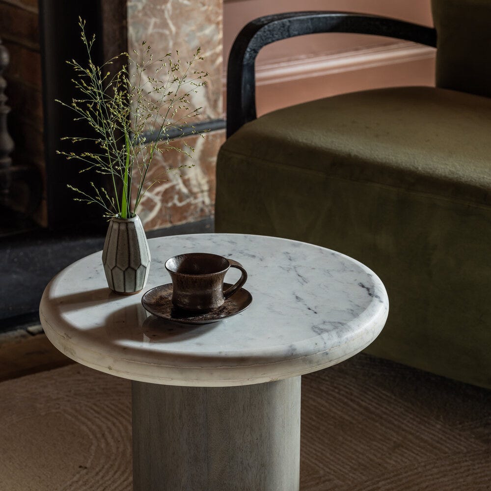 COLUMN MARBLE SIDE TABLE