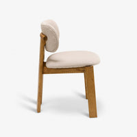 CORA OAK ARMLESS DINING CHAIR - NEUTRAL BOUCLE