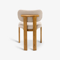 CORA OAK ARMLESS DINING CHAIR - NEUTRAL BOUCLE