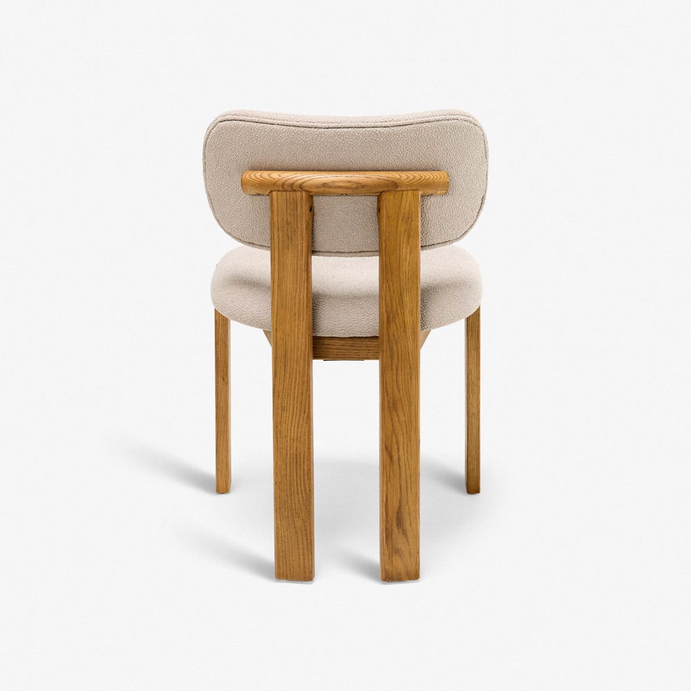 CORA OAK ARMLESS DINING CHAIR - NEUTRAL BOUCLE