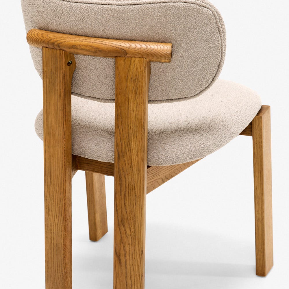 CORA OAK ARMLESS DINING CHAIR - NEUTRAL BOUCLE