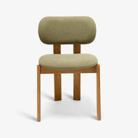 CORA OAK ARMLESS DINING CHAIR - OLIVE GREEN BOUCLE
