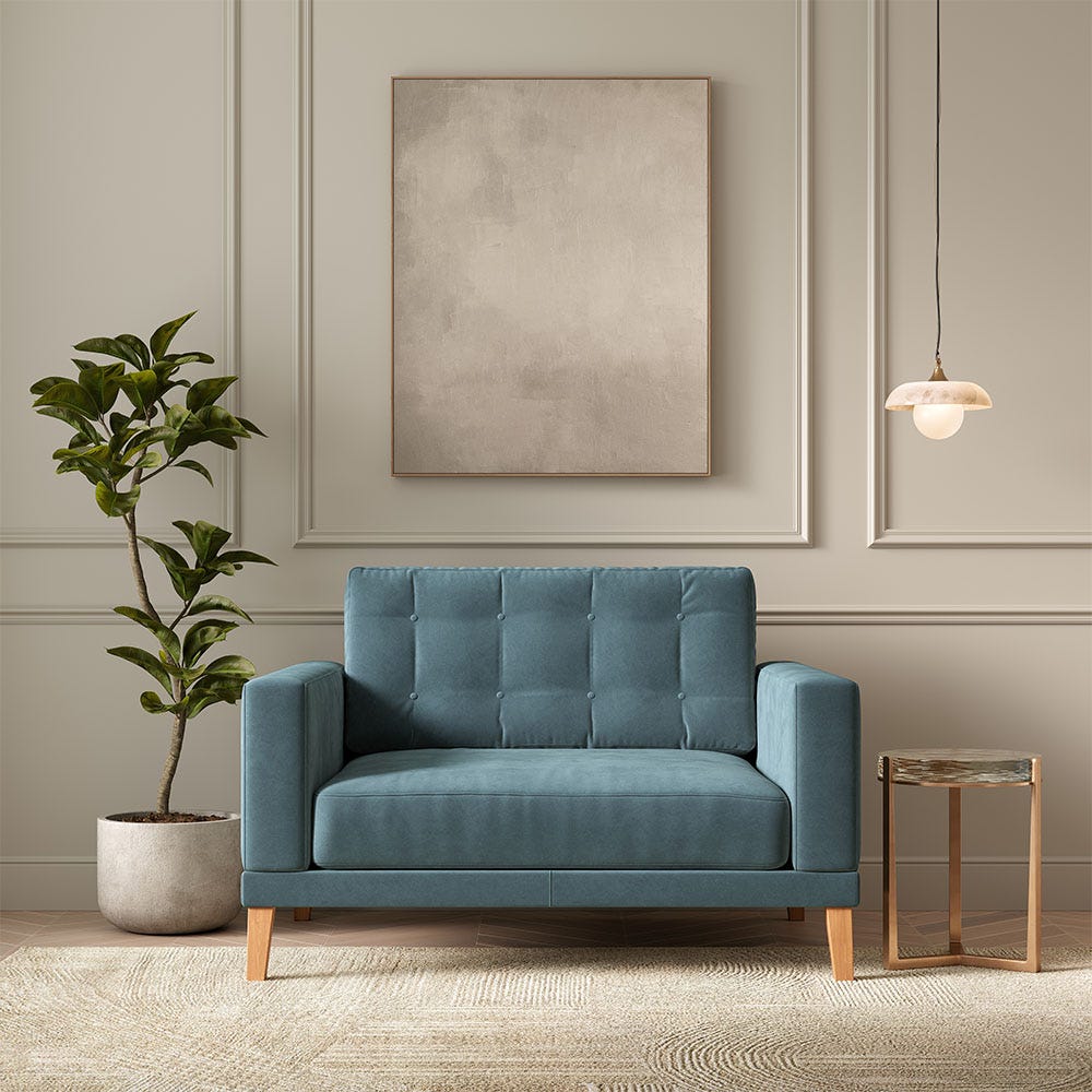 Fitzroy Loveseat In Airforce Easy Care Velvet
