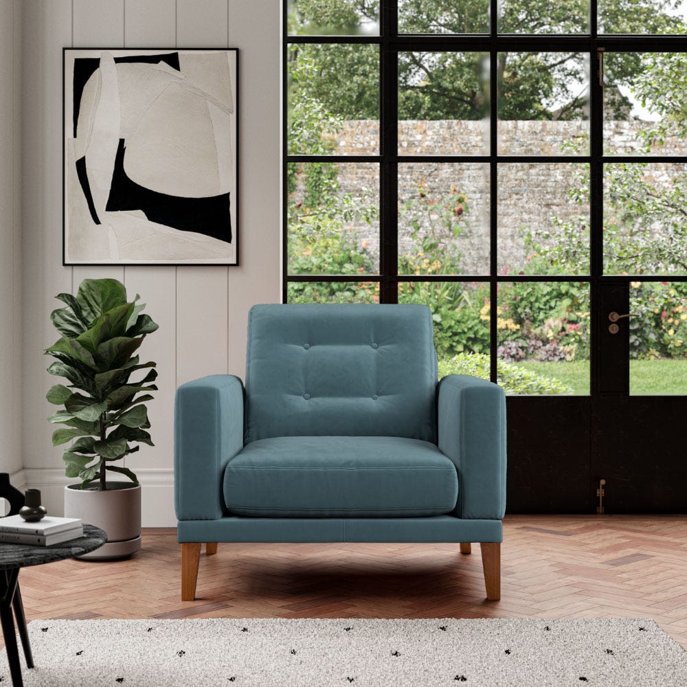 Fitzroy Armchair In Airforce Easy Care Velvet