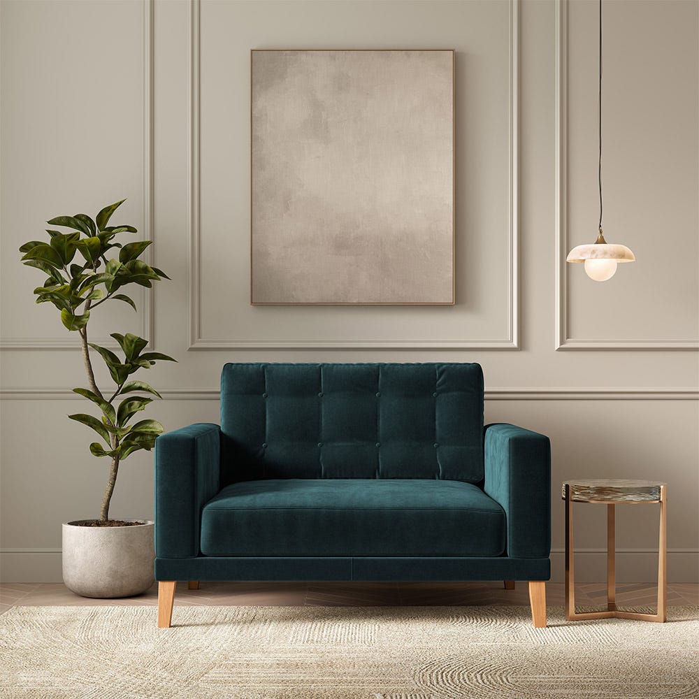 Fitzroy Loveseat In Mallard Easy Care Velvet