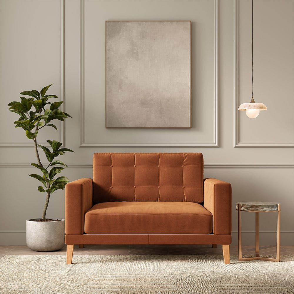 Fitzroy Loveseat In Burnt Easy Care Velvet