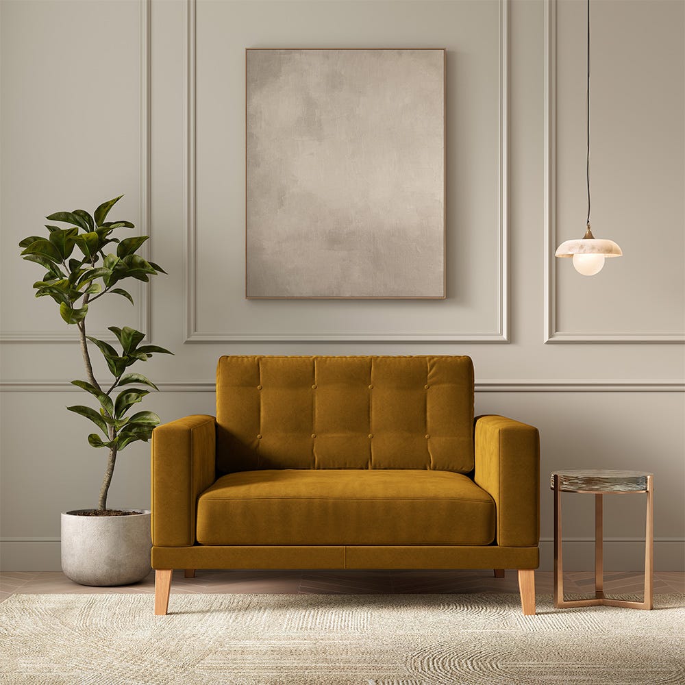 Fitzroy Loveseat In Turmeric Easy Care Velvet